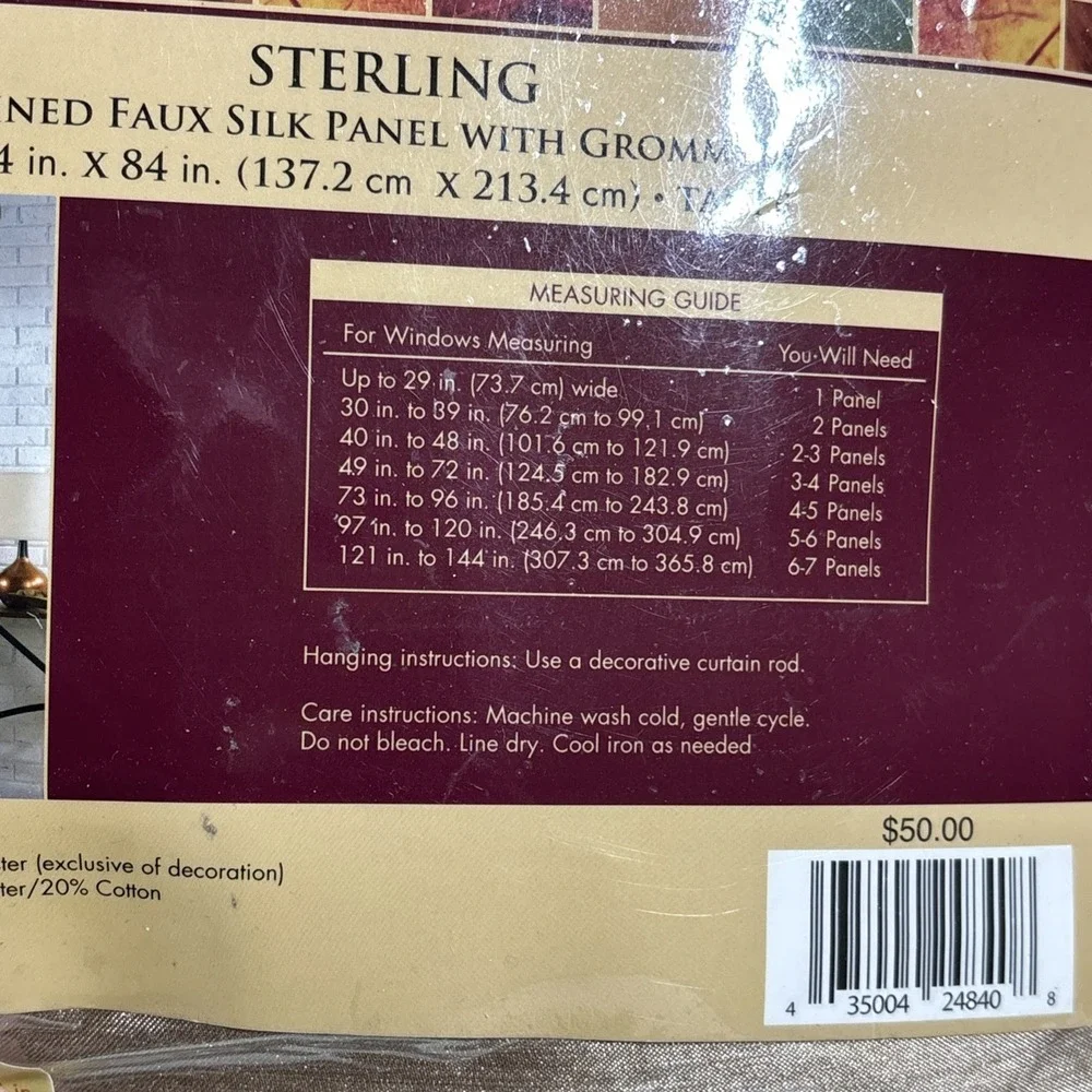 Sterling Faux Silk Panel Grommets Window Curtain Lined Taupe‎ 54 x 84